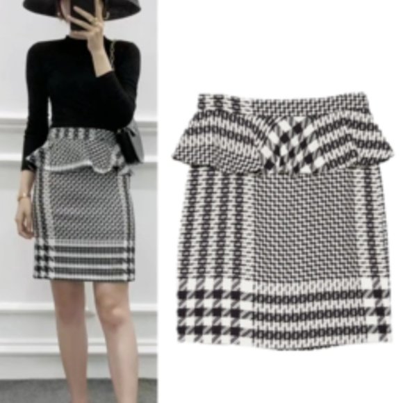 Zara Dresses & Skirts - NEW Zara Check Houndstooth Plaid Ruffle Skirt